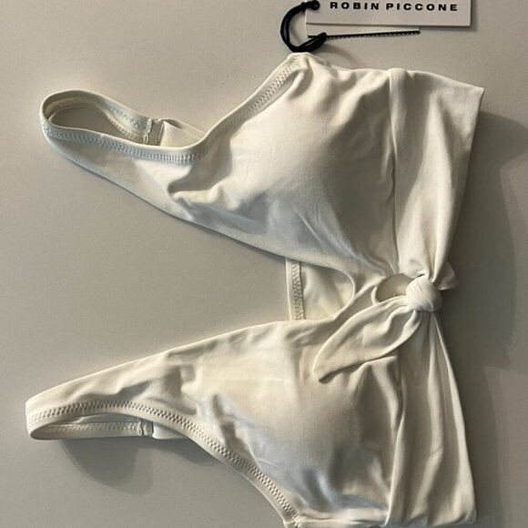 NWT Robin Piccone Women's Ava Knot Bikini Top in White Size Medium - Picture 4 of 6